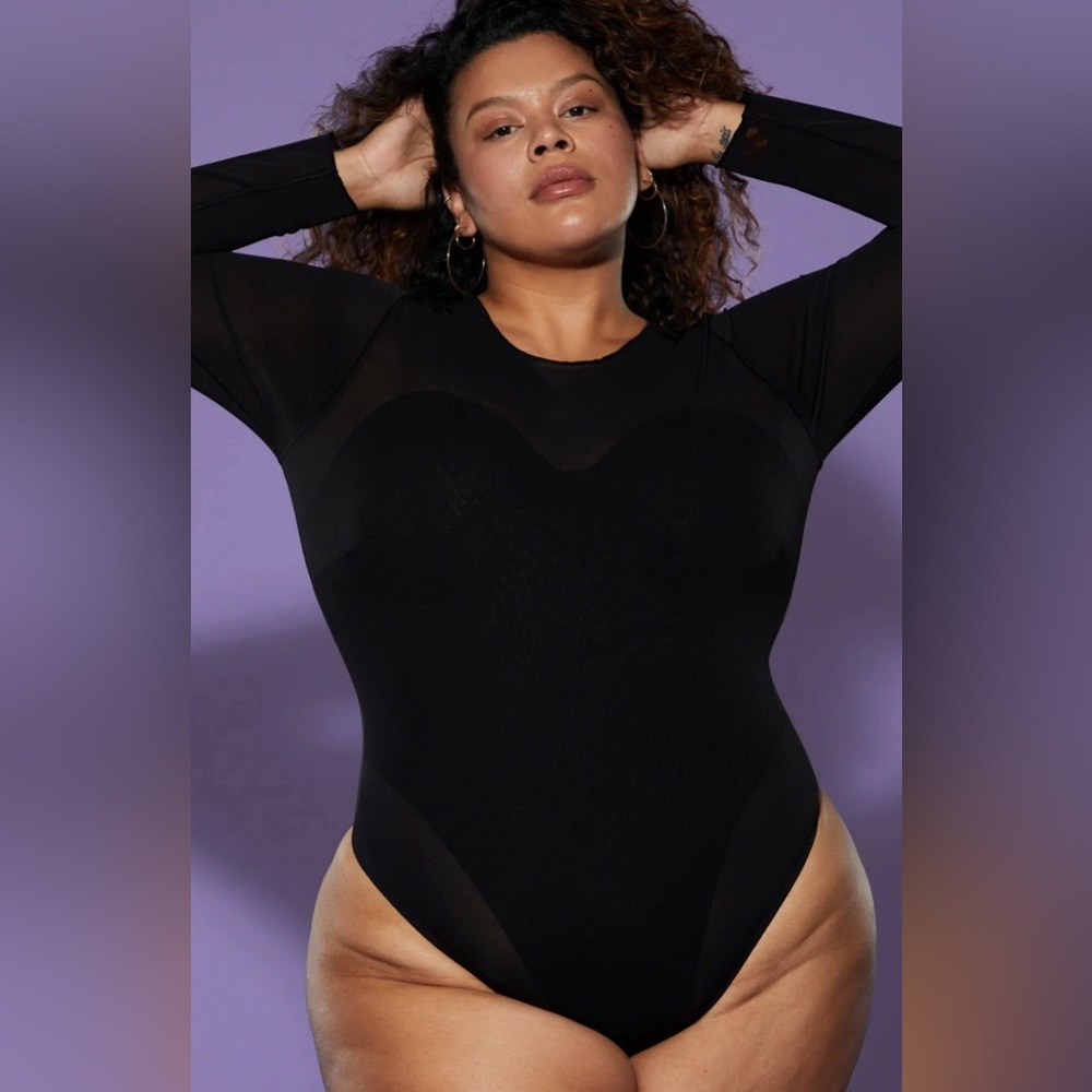 Yitty Mesh Me Thong Bodysuit Iconic Black 2X NWOT